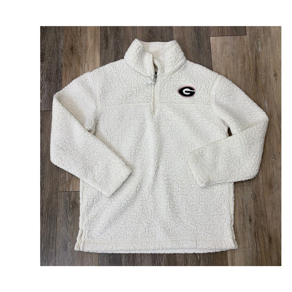 Boxercraft Georgia Bulldogs Sherpa Pullover Womens Large Cream 1/4 Zip Fleece
